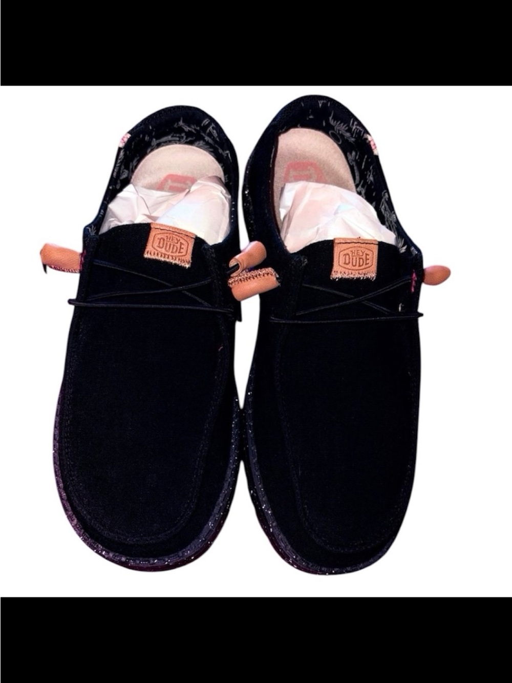 HEY DUDE Wendy Washed Canvas loafers Size 9 Black